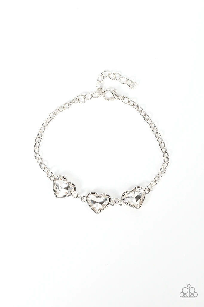 Little Heartbreaker- White Heart Bracelet- Paparazzi Accessories