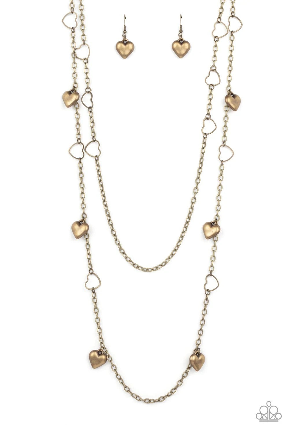 Chicly Cupid - Brass Heart Necklace- Paparazzi Accessories