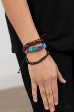 Load image into Gallery viewer, Textile Texting- Blue Urban/Unisex Bracelet- Paparazzi Accessories
