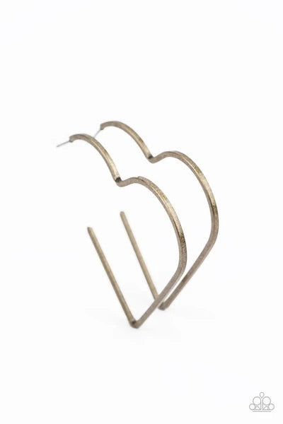 I HEART A Rumor- Brass Hoop Earrings- Paparazzi Accessories