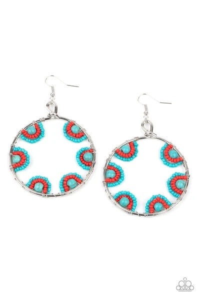 Off The Rim- Blue Earrings- Paparazzi Accessories